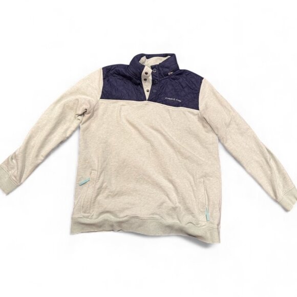 Vineyard Vines Performance Quilted Snap Shep Pullover Jacket Hood Medium Green - Picture 2 of 7